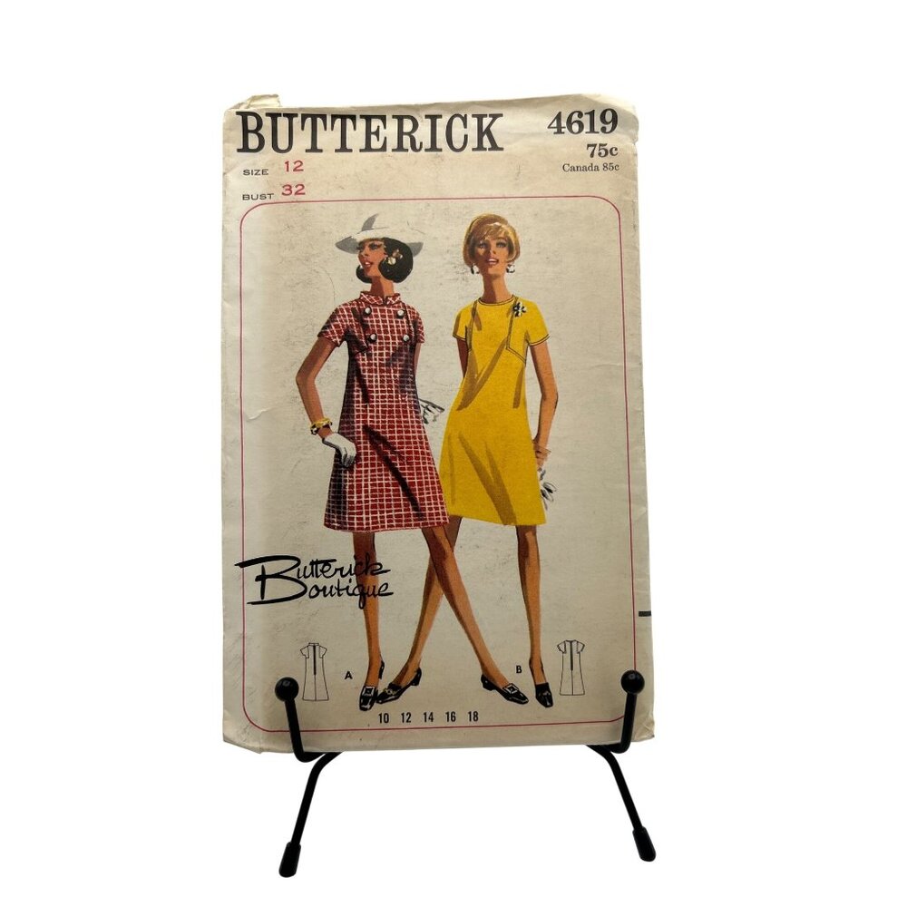 Sewing Pattern Misses Mini Short Dress Size 12 1960s Style Vtg Butterick Casual